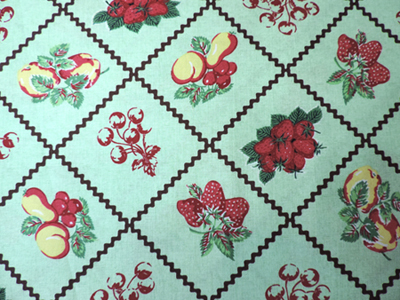 Old fashioned fruit on green