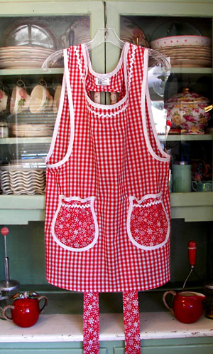 Red Gingham with snowflake pockets